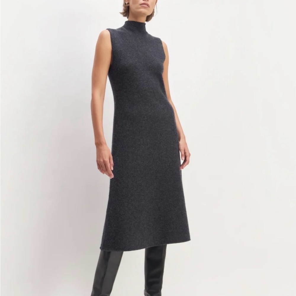 Everlane Cozy Stretch Sleeveless Midi Dress in Charcoal